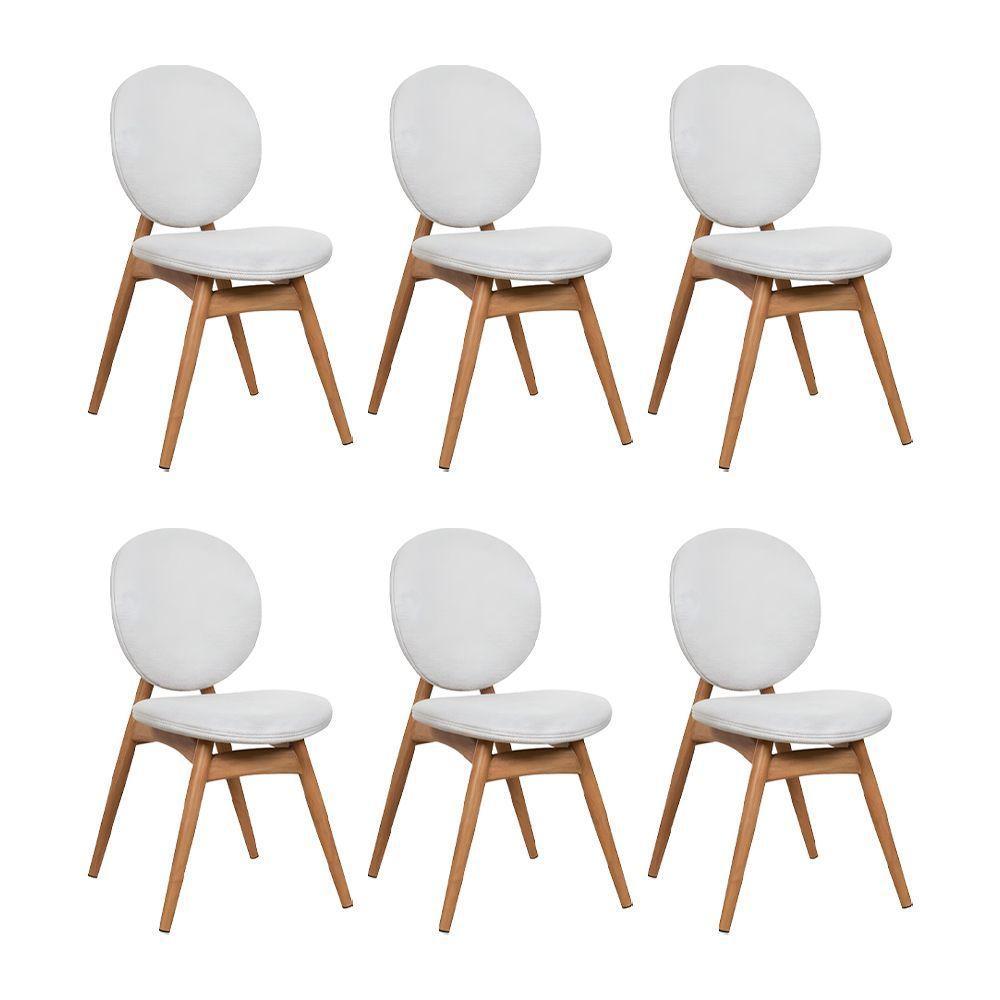 Kit 6 Cadeiras De Jantar Lotus Estrutura Aço Carbono Laminado Natural Com Estofado Linho Cru - 1