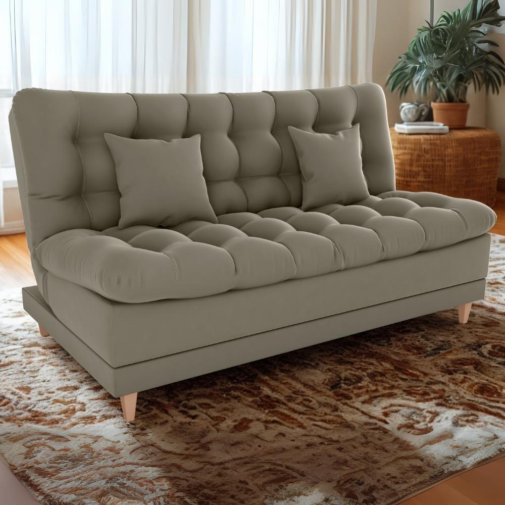 Sofa Cama 2 Lugares 185 Cm Duda Veludo Maserati Milani Store Marrom Claro - 4
