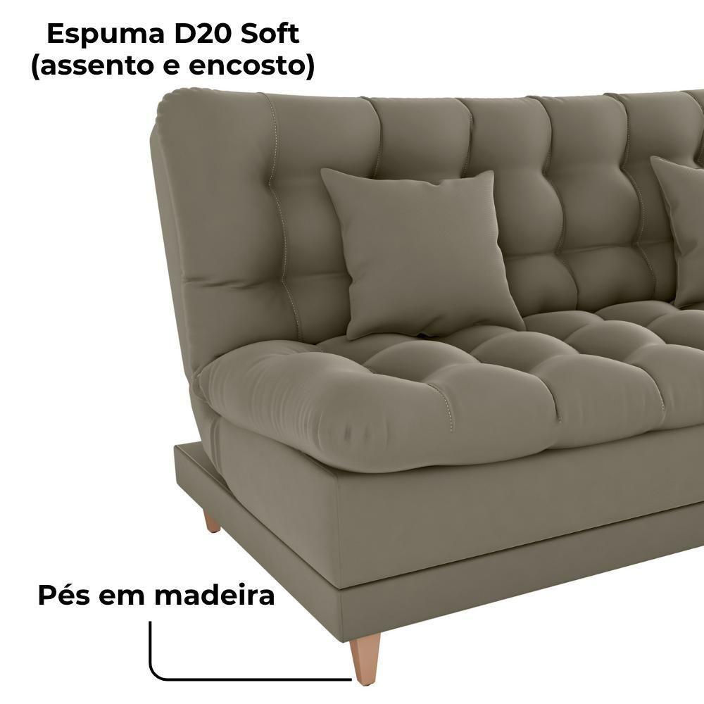 Sofa Cama 2 Lugares 185 Cm Duda Veludo Maserati Milani Store Marrom Claro - 6