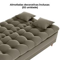Sofa Cama 2 Lugares 185 Cm Duda Veludo Maserati Milani Store Marrom Claro - 3