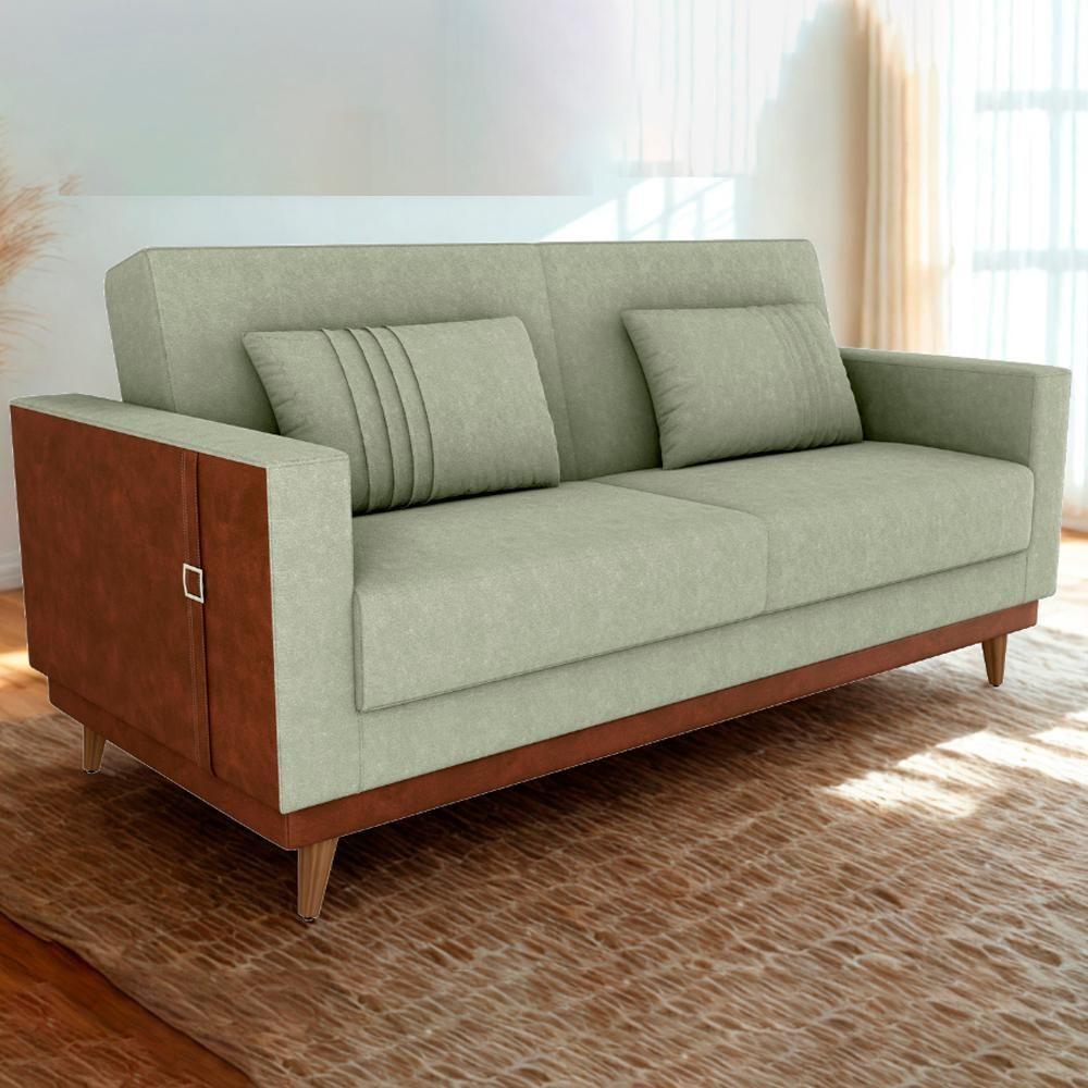 Sofa Cama 2 Lugares 203 Cm Esther Boucle Corino Whisk Milani Store Oliva - 2