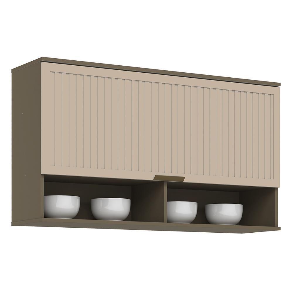 Armário Aéreo Connect 1 Porta Basculante Ripado Duna/cristal - Móveis Henn Duna/cristal - 1