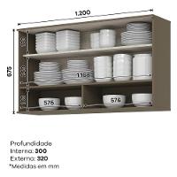 Armário Aéreo Connect 1 Porta Basculante Ripado Duna/cristal - Móveis Henn Duna/cristal - 4