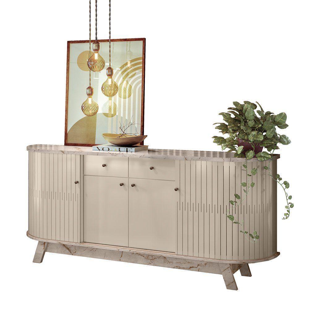 Buffet Aparador Para Sala Mônaco - 7 Decor Calacata E Off White - 1