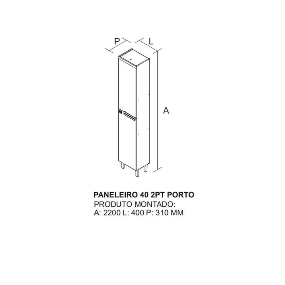 Paneleiro 2 Portas Em Mdf New Porto - Itatiaia Freijó/off White - 4