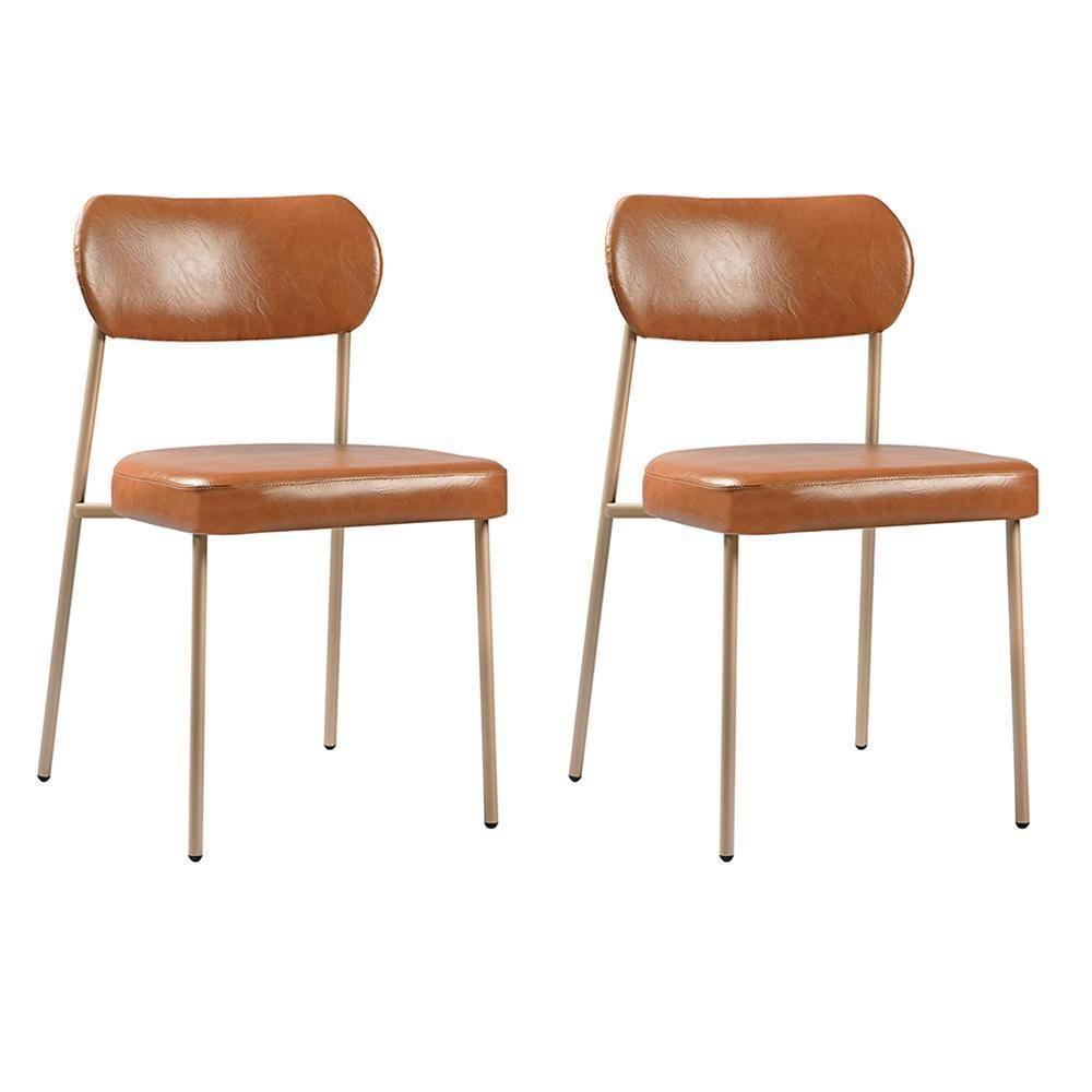 Conjunto 2 Cadeiras Lavínia Couríssimo Amarula/aço Champanhe - Salaone Couríssimo Amarula/aço Champanhe - 1