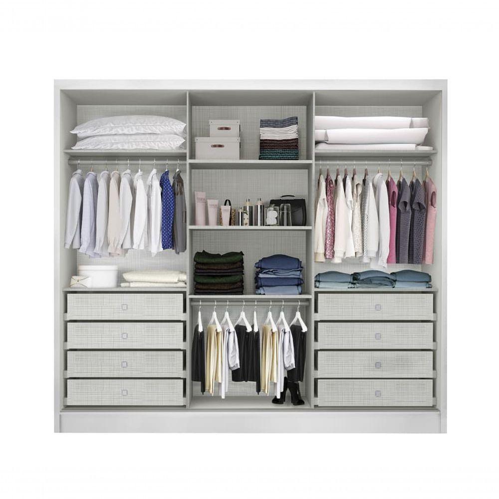 Guarda Roupa Casal Com Espelho 3 Portas 8 Gavetas - Arezzo Plus-branco - Móveis Novo Horizonte - 4