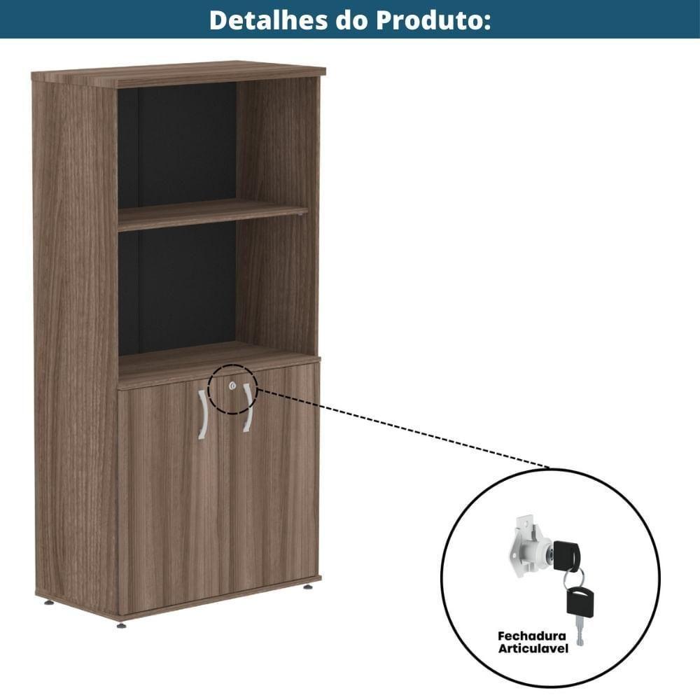 Armário Misto P25 Pandin 80 Cm (largura) Em Mdp Cor Walnut Com 2 Portas E 3 Prateleiras - 2