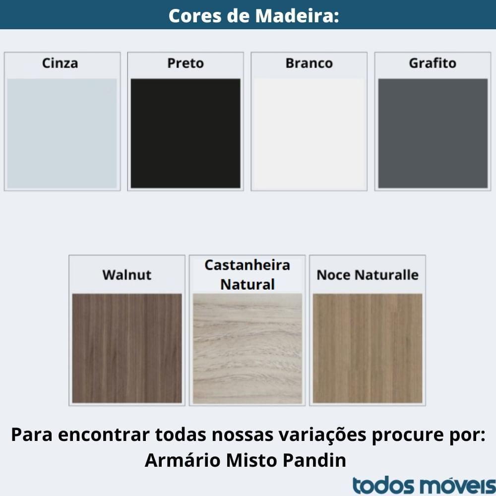 Armário Misto P25 Pandin 80 Cm (largura) Em Mdp Cor Walnut Com 2 Portas E 3 Prateleiras - 4