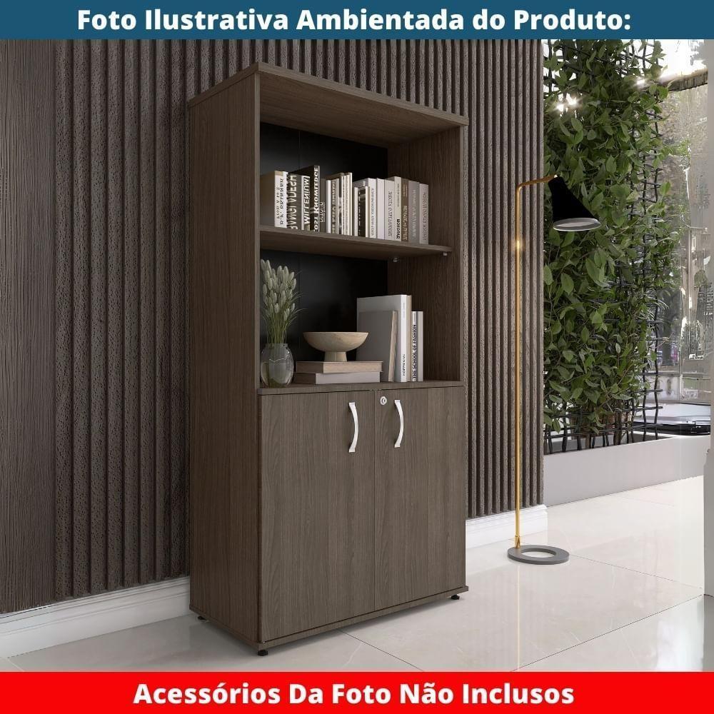 Armário Misto P25 Pandin 80 Cm (largura) Em Mdp Cor Walnut Com 2 Portas E 3 Prateleiras - 5