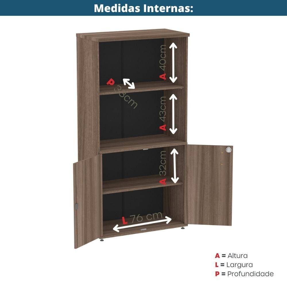 Armário Misto P25 Pandin 80 Cm (largura) Em Mdp Cor Walnut Com 2 Portas E 3 Prateleiras - 8