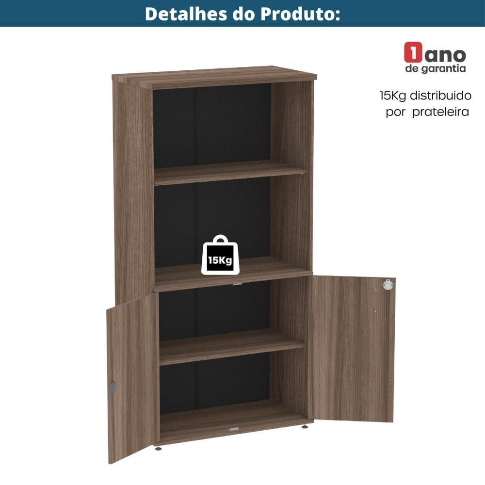 Armário Misto P25 Pandin 80 Cm (largura) Em Mdp Cor Walnut Com 2 Portas E 3 Prateleiras - 10