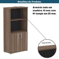 Armário Misto P25 Pandin 80 Cm (largura) Em Mdp Cor Walnut Com 2 Portas E 3 Prateleiras - 3