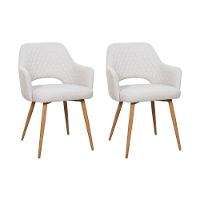 Kit 2 Cadeiras De Jantar Dakota Estrutura Aço Carbono Laminado Natural Com Estofado Linho Cru - 1