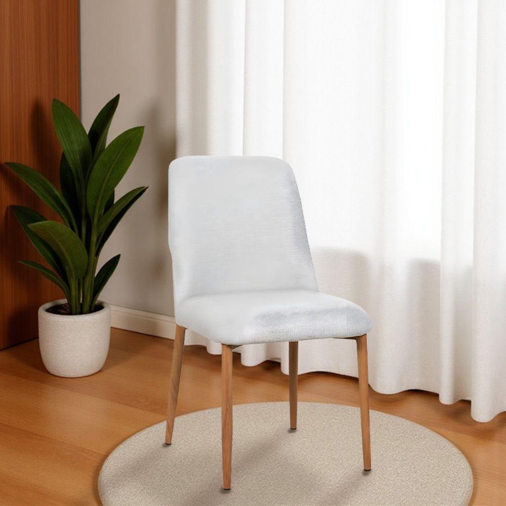 Kit 4 Cadeiras De Jantar Montana Estrutura Aço Carbono Laminado Natural Com Estofado Linho Cru - 3