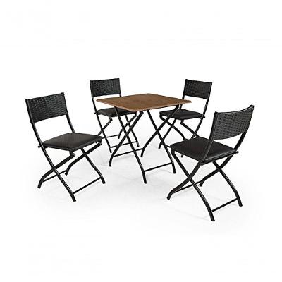 Jogo De Mesa Dobravel Imbuia Com 4 Cadeiras Preto