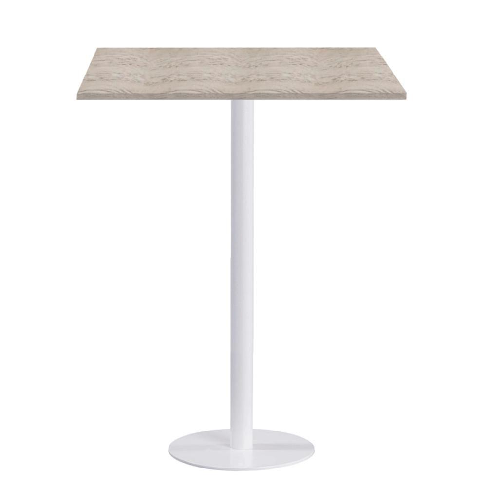 Mesa Pisa Beta Bistrô Fratini 107,50cm (a) Disco Redondo Branco Tampo Mdp Quadrado Castanheira 80cm - 1