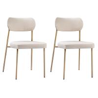 Conjunto 2 Cadeiras Lavínia Linho Bege/aço Champanhe - Salaone Linho Bege/aço Champanhe - 1