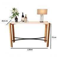 Aparador Luxo Decorativo Para Sala De Estar Hall De Entrada - Pés Em Madeira 100cm - Austria - Off White - 2