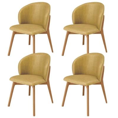 Kit 04 Cadeiras De Jantar E Estar Living Estofada Mia L02 Couríssimo Fendi - Lyam Decor