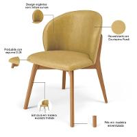 Kit 04 Cadeiras De Jantar E Estar Living Estofada Mia L02 Couríssimo Fendi - Lyam Decor