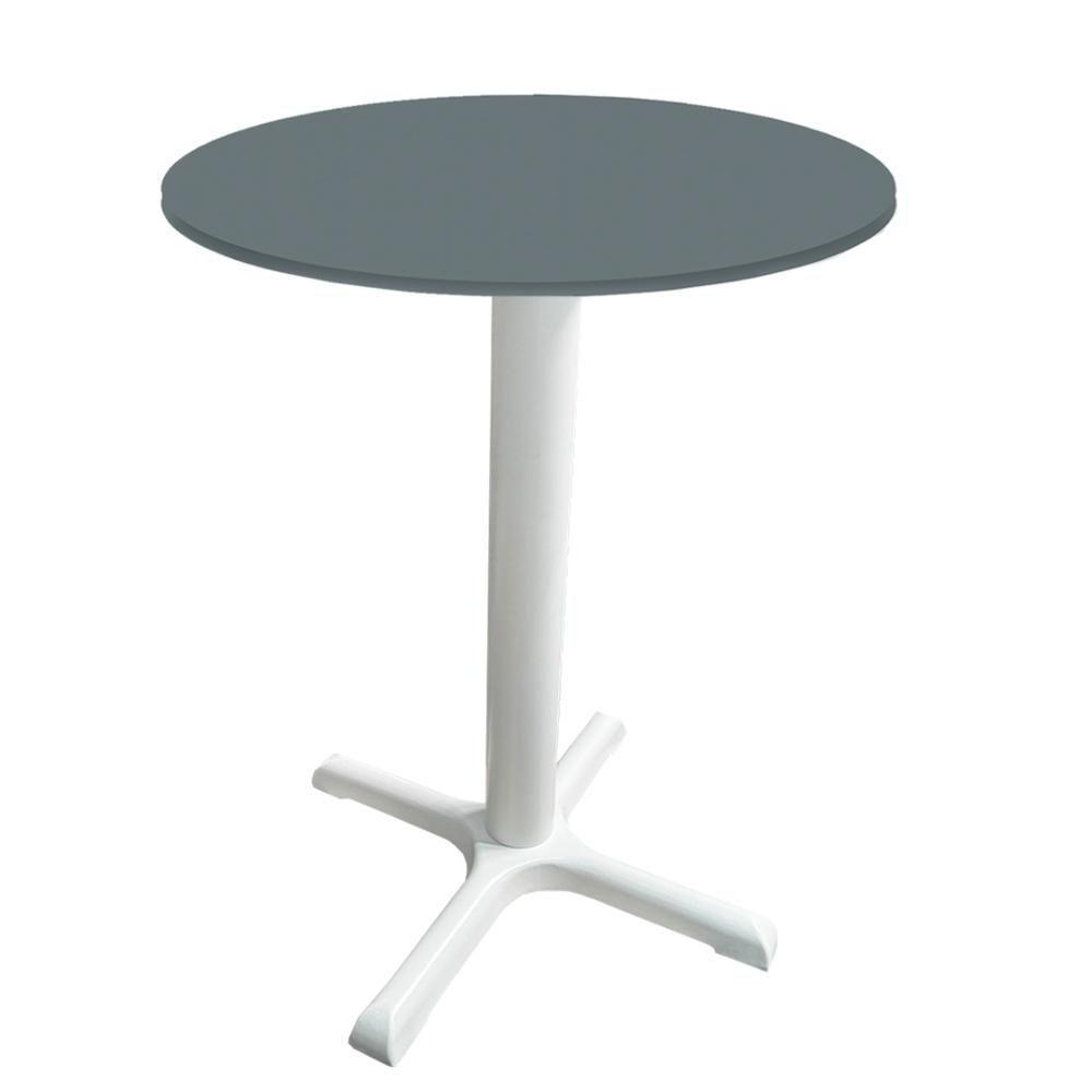 Mesa ômega Ferro Branco 74 Cm (alt) Base Em X Tampo Mdp Redondo Grafito 80 Cm (larg) X 2,50 Cm (alt) - 2