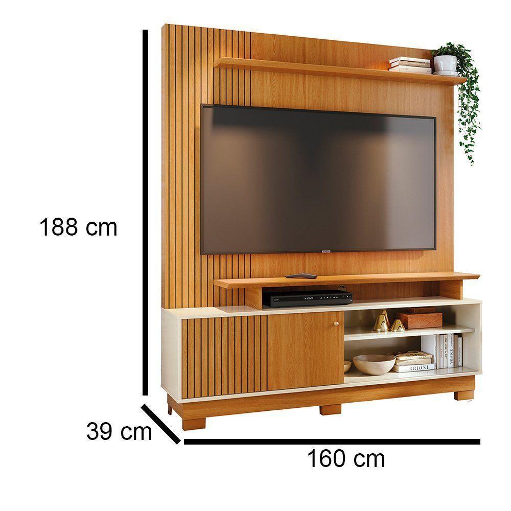 Combo Home Com Pés + Painel Para Tv 60 Polegadas Ares - 7 Decor Cinamomo E Off White - 3