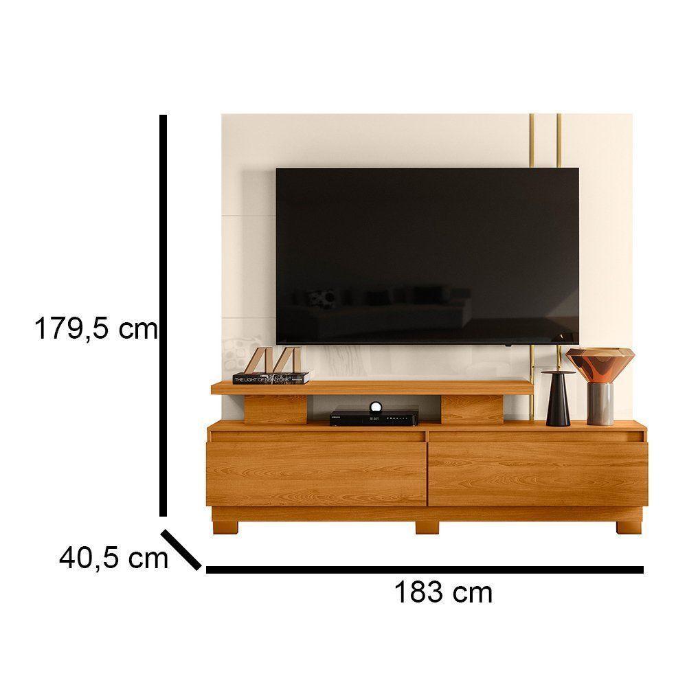 Combo Home Com Pés + Painel Para Tv 60 Polegadas New Apolo - 7 Decor Cinamomo E Off White - 3