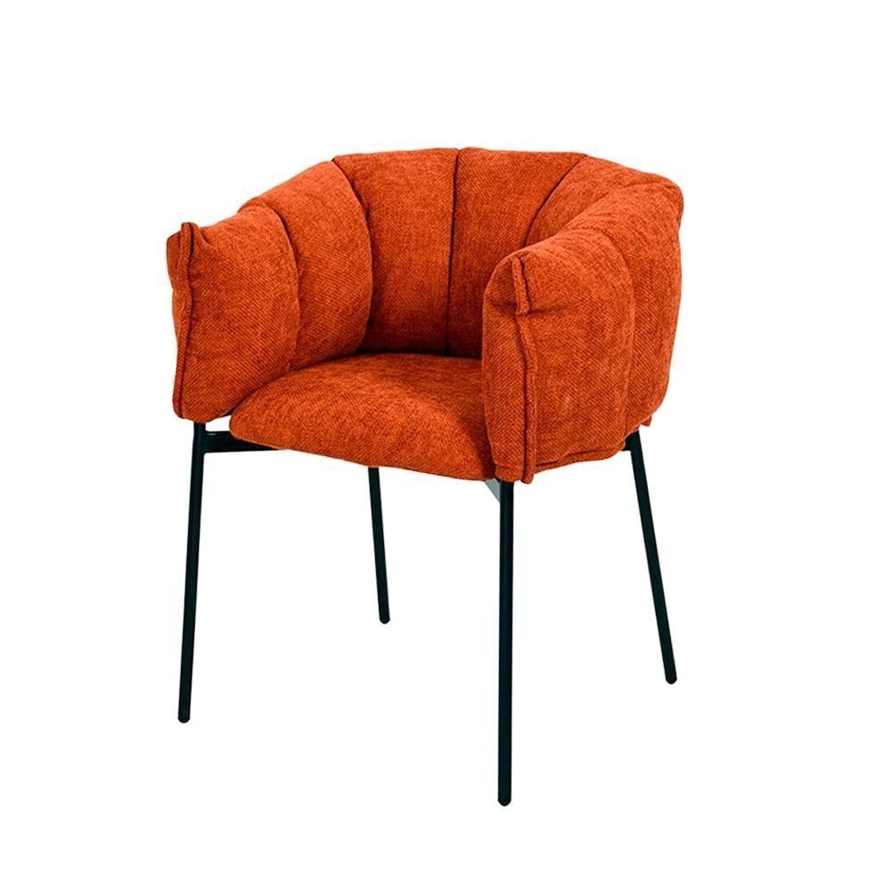 Kit 2 Cadeiras Joy Rivatti 63 Cm (largura) Estofado Em Tecido Terracota E Base Em Aço Preto - 2