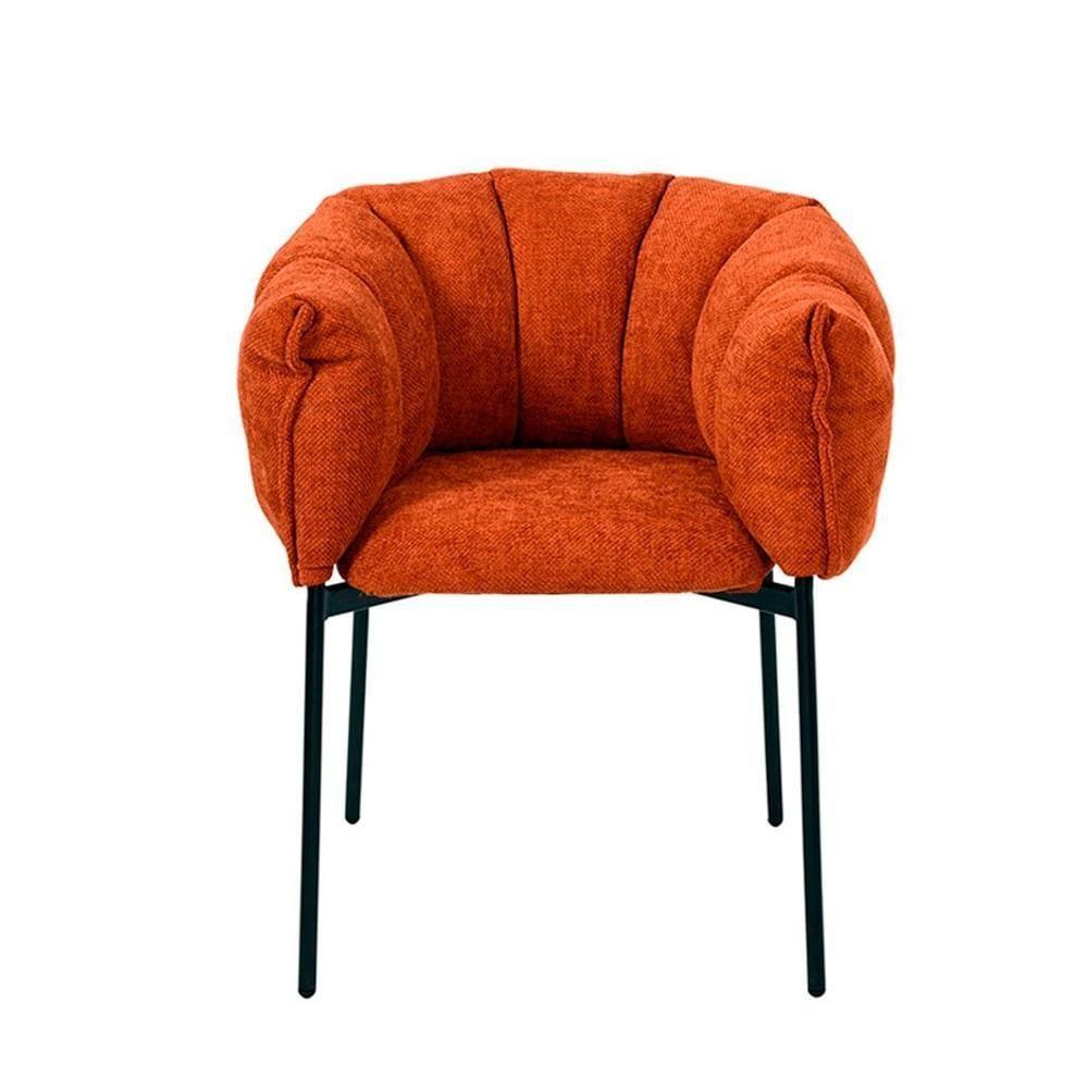 Kit 2 Cadeiras Joy Rivatti 63 Cm (largura) Estofado Em Tecido Terracota E Base Em Aço Preto - 3
