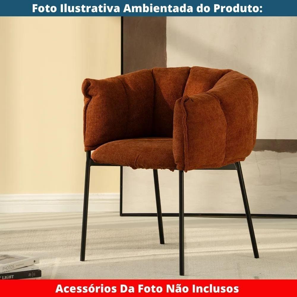 Kit 2 Cadeiras Joy Rivatti 63 Cm (largura) Estofado Em Tecido Terracota E Base Em Aço Preto - 7