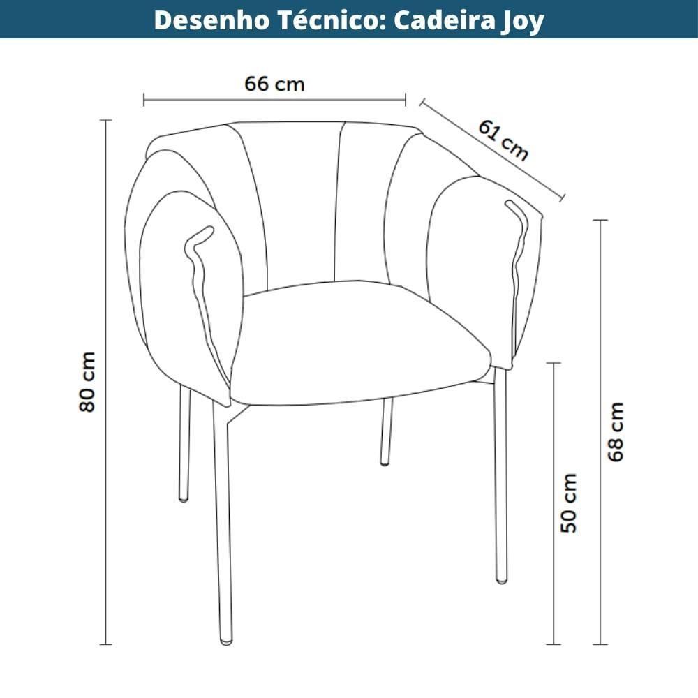 Kit 2 Cadeiras Joy Rivatti 63 Cm (largura) Estofado Em Tecido Terracota E Base Em Aço Preto - 8