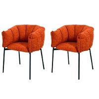 Kit 2 Cadeiras Joy Rivatti 63 Cm (largura) Estofado Em Tecido Terracota E Base Em Aço Preto - 1