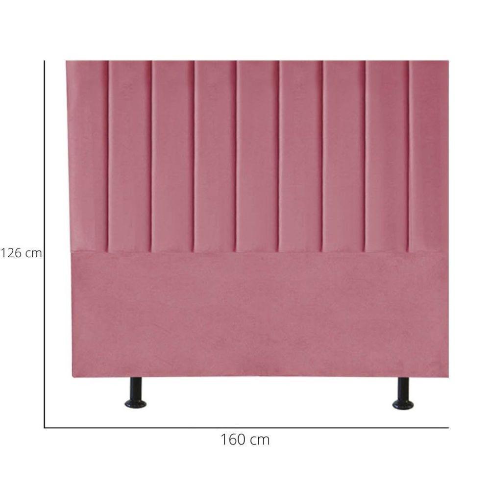 Cabeceira Cama Casal Queen Size 160 Cm Luna Suede e Frame rosa - 3