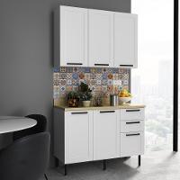 Cozinha Compacta Mdf Com Armário E Balcão Com Tampo 120cm Multimóveis Cr20452 Branco/carvalho Tropical - 1