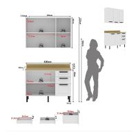 Cozinha Compacta Mdf Com Armário E Balcão Com Tampo 120cm Multimóveis Cr20452 Branco/carvalho Tropical - 3