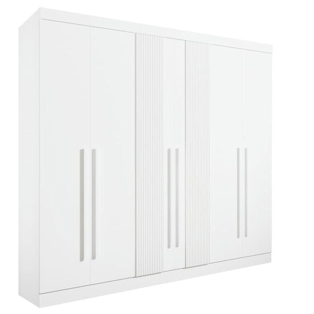 Guarda Roupa Casal 6 Portas 6 Gavetas - Da Vinci Plus Ripado-branco - Móveis D'doro - 1