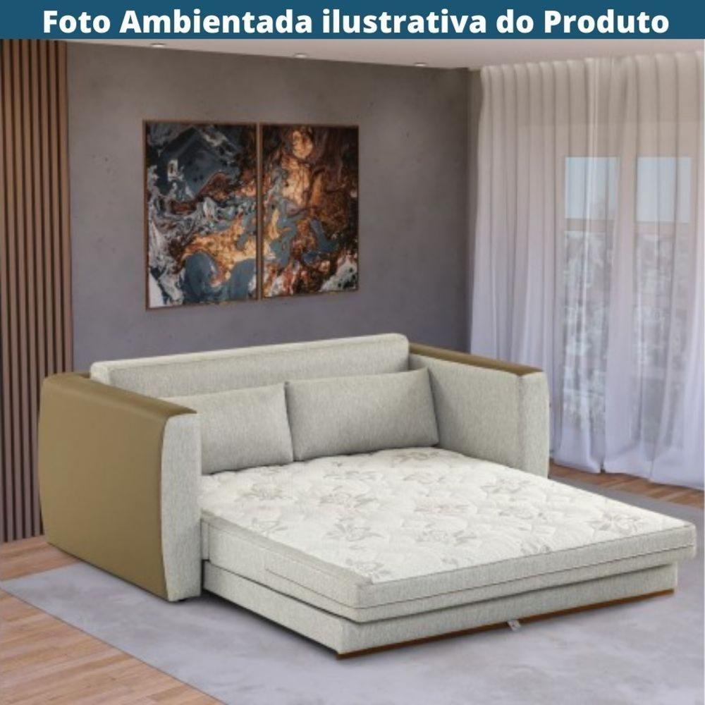 Sofá-cama 2 Lugares Mh-1609 Herval 158 Cm (largura) Colchão Casal Linho Bege Laterais Marrom A - 4