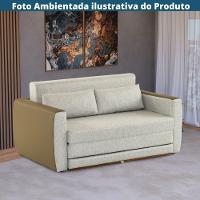 Sofá-cama 2 Lugares Mh-1609 Herval 158 Cm (largura) Colchão Casal Linho Bege Laterais Marrom A - 3