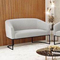 Sofá 2 Lugares Namoradeira Industrial Preto Stella Bouclê D03 - D'rossi Cinza - 1