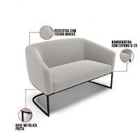 Sofá 2 Lugares Namoradeira Industrial Preto Stella Bouclê D03 - D'rossi Cinza - 2