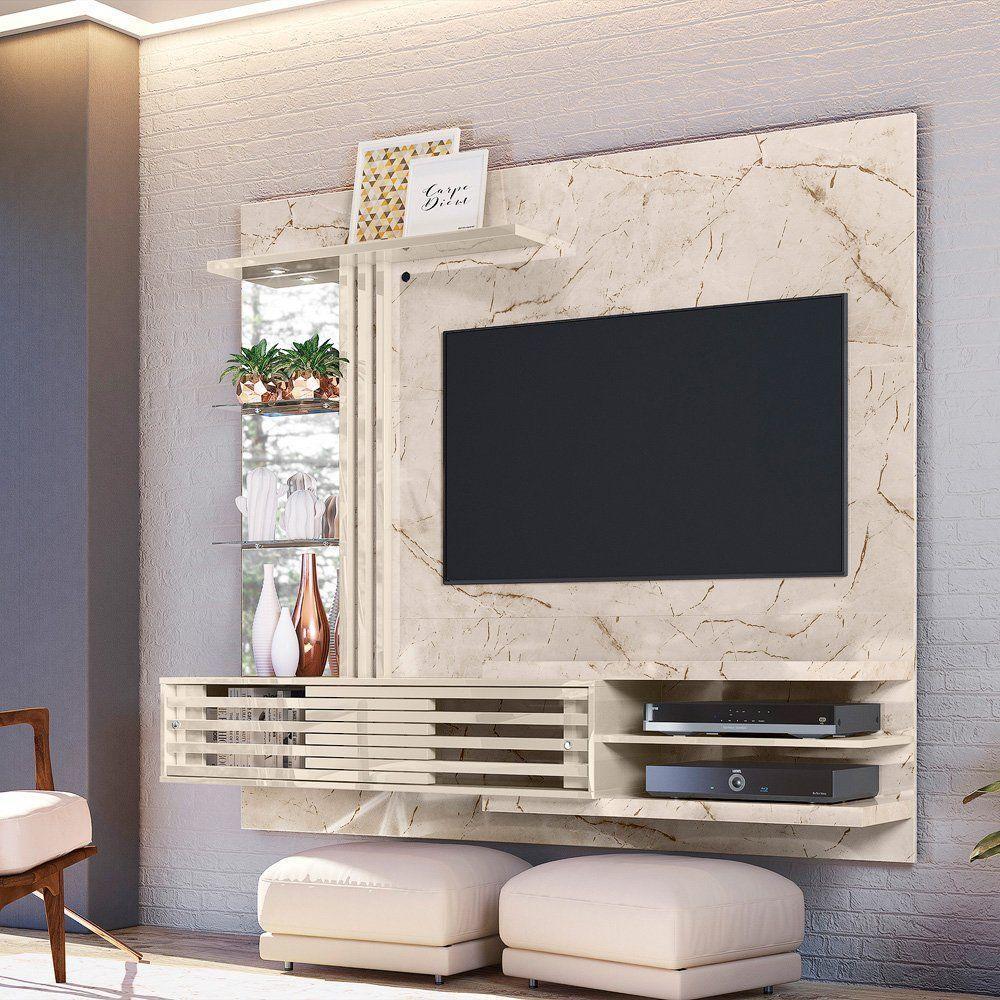 Painel Bancada Suspensa Para Tv 60 Polegadas Frizz Supreme - 7 Decor Calacata E Off White - 2