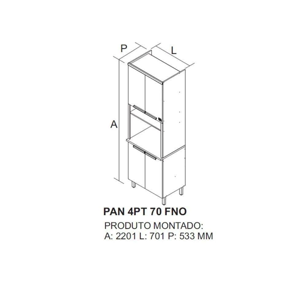 Paneleiro 4 Portas Nicho Para Forno New Porto - Itatiaia Freijó/grafite - 2