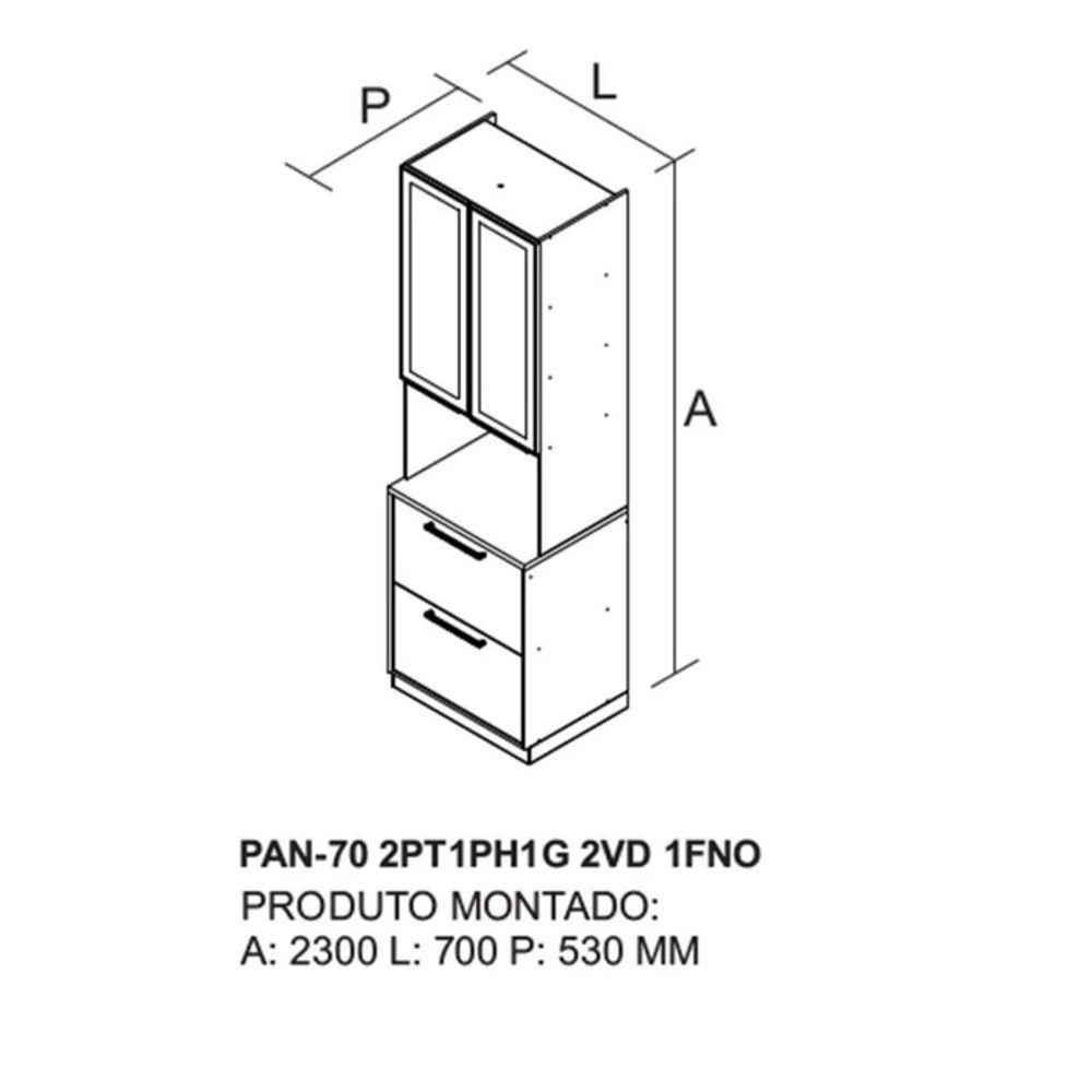 Paneleiro Torre Quente Essence 3 Portas 1 Gaveta 230cm De Altura 1 Nicho Para Forno - Itatiaia Fendi - 3