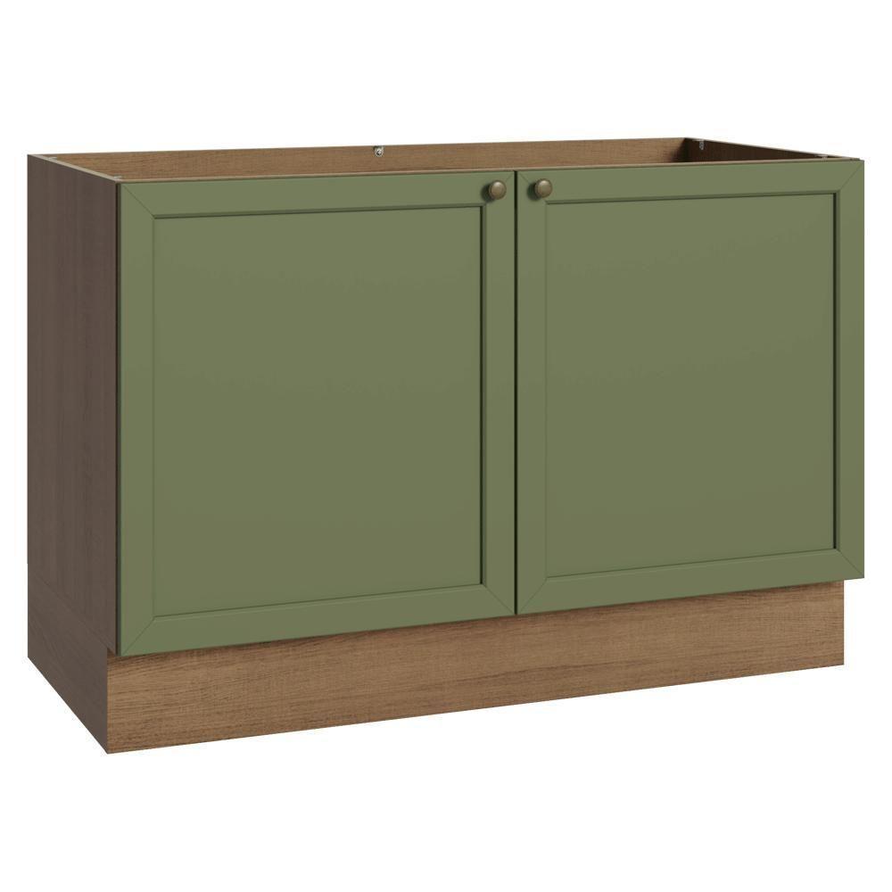 Balcão Gabinete De Pia 120 Cm (sem Tampo) Rustic/verde Vik Madesa Rustic/verde - 1