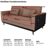 Sofa Cama 2 Lugares 203 Cm Boucle Corino Preto Milani Store Marrom