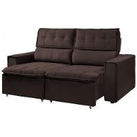 Sofá Reclinavel Estofado Cancún 200cm Veludo Chocolate Chocolate - 5