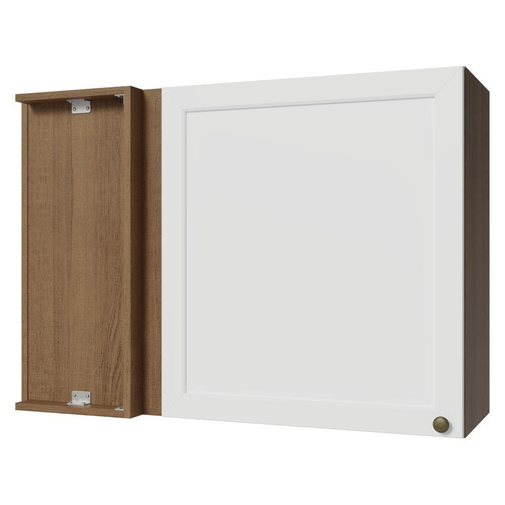 Armário Aéreo De Canto 1 Porta Vik Madesa Rustic/branco - 1