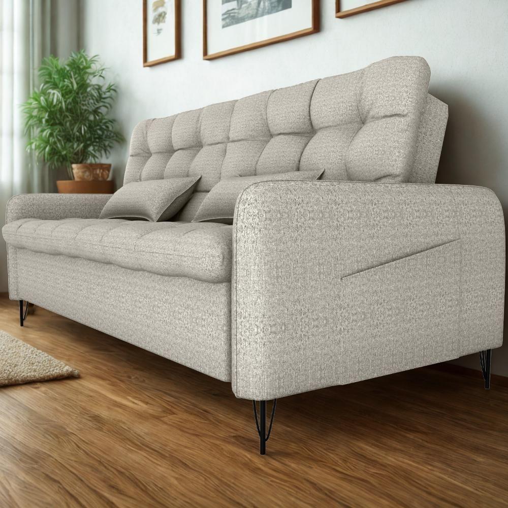Sofa Cama 2 Lugares 200cm Pillar Linho Vancouver E483 Milani Store Bege - 4