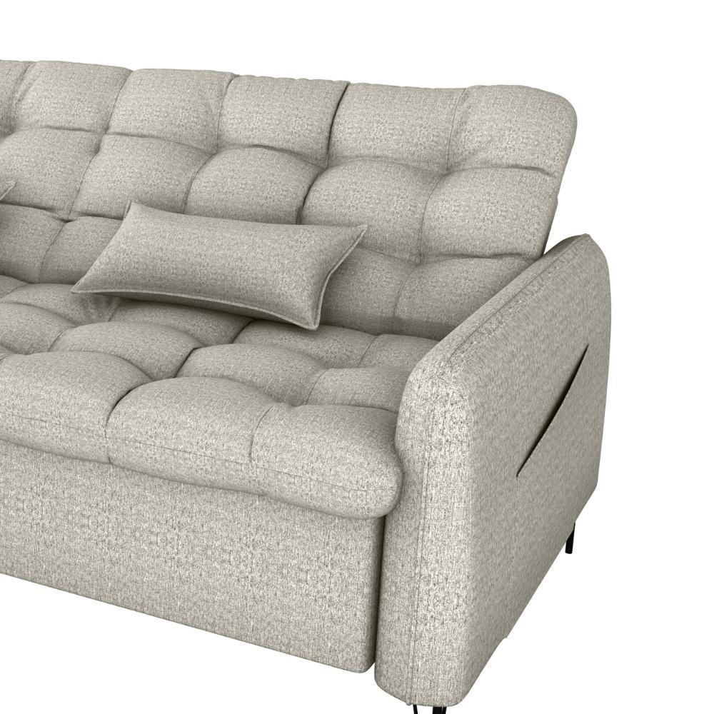 Sofa Cama 2 Lugares 200cm Pillar Linho Vancouver E483 Milani Store Bege - 8